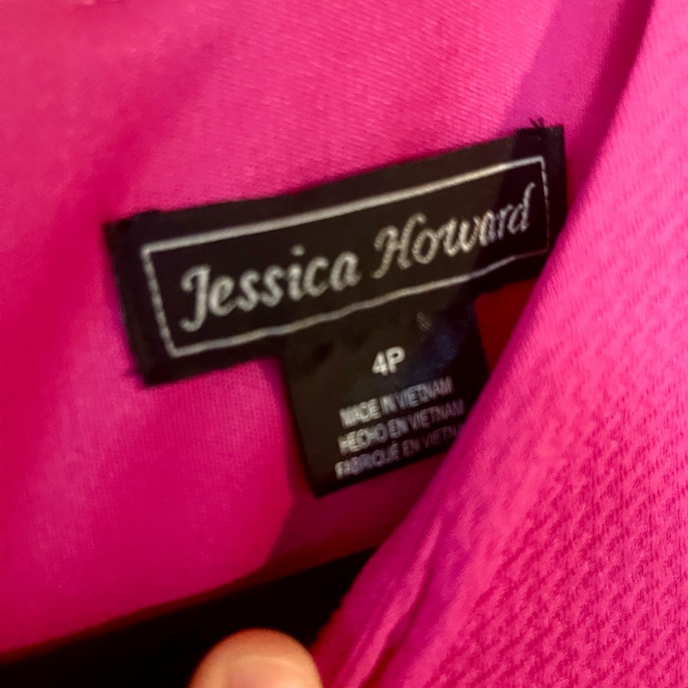 NWT Jessica Howard Hot Pink Ruffle Sleeve Dress Size 4P - Picture 4 of 5